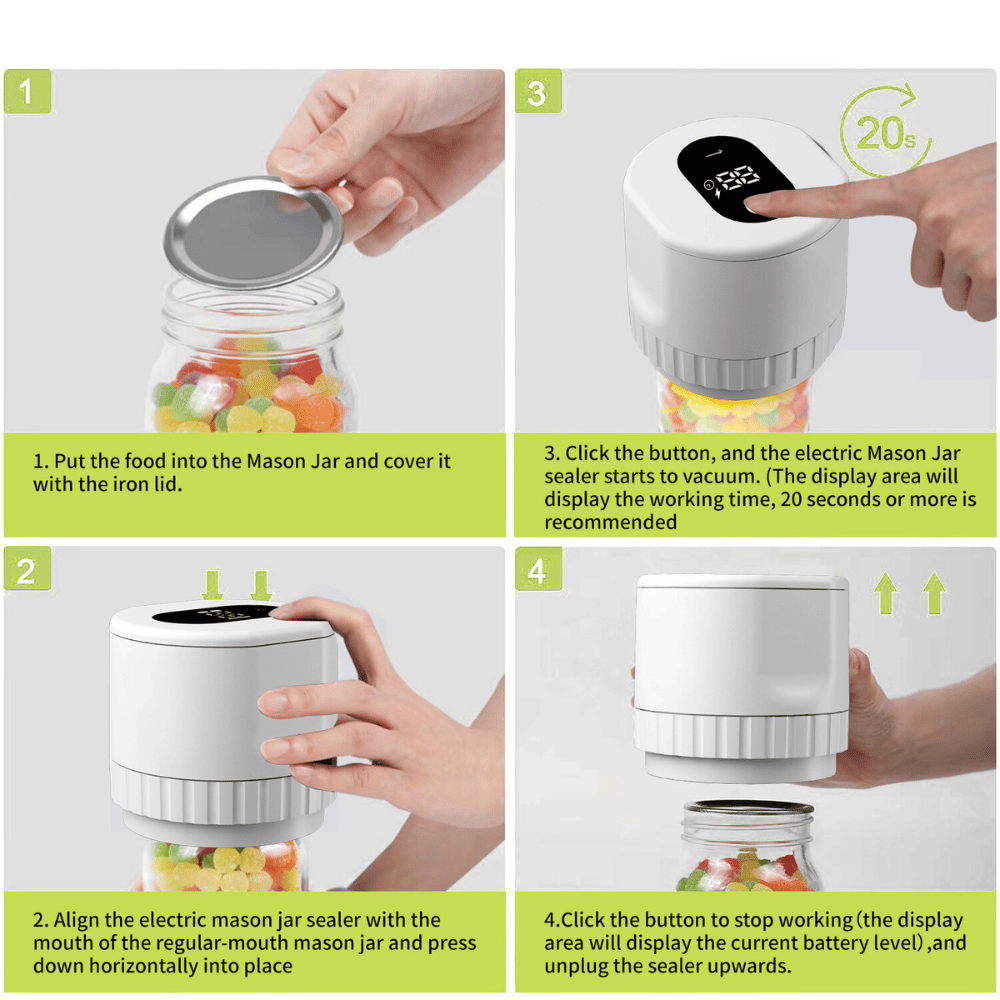 Step-by-step guide on using a vacuum sealer with Mason jars.