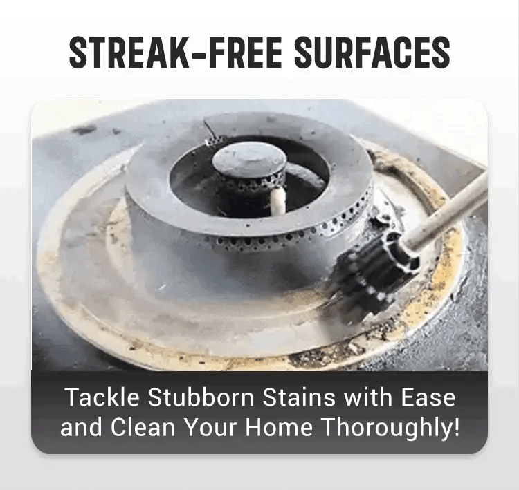 Sterilization steam cleaner removing grease and bacteria from stovetop using high-temperature steam