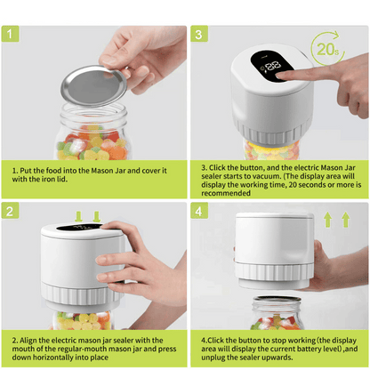 Step-by-step guide on using a vacuum sealer with Mason jars.