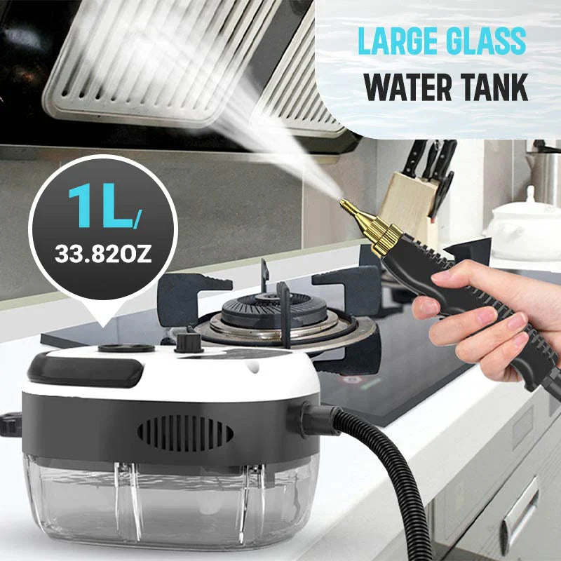 Sterilization steam cleaner with 1L water tank providing up to 1 hour of continuous cleaning